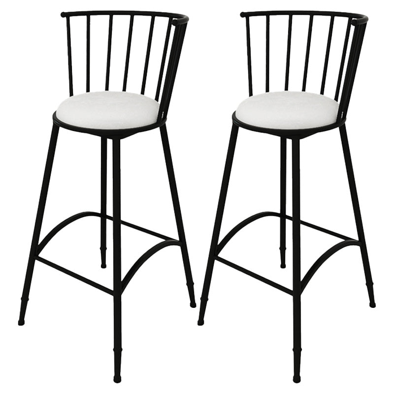 Upholstered Round Counter Bar Stool Backrest Bar Stool with Footrest and Iron Base Black 2 Piece Set Bar Stool(30"H) Clearhalo 'Bar Furniture' 'Bar Stools' 'bar_stools' 'furn' 'furn_bar_stools' 'furniture_bar_stools' 'Kitchen & Dining Furniture' 'kitchen&dining_furn' 'kitchen' 'kitchen_furn' Furniture' 4586978