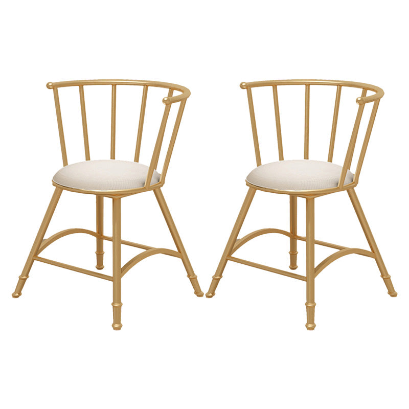 Upholstered Round Counter Bar Stool Backrest Bar Stool with Footrest and Iron Base Gold 2 Piece Set Short Stool(18"H) Clearhalo 'Bar Furniture' 'Bar Stools' 'bar_stools' 'furn' 'furn_bar_stools' 'furniture_bar_stools' 'Kitchen & Dining Furniture' 'kitchen&dining_furn' 'kitchen' 'kitchen_furn' Furniture' 4586980