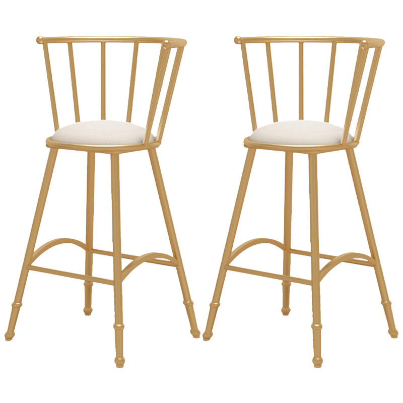 Upholstered Round Counter Bar Stool Backrest Bar Stool with Footrest and Iron Base Gold 2 Piece Set Clearhalo 'Bar Furniture' 'Bar Stools' 'bar_stools' 'furn' 'furn_bar_stools' 'furniture_bar_stools' 'Kitchen & Dining Furniture' 'kitchen&dining_furn' 'kitchen' 'kitchen_furn' Furniture' 4586981