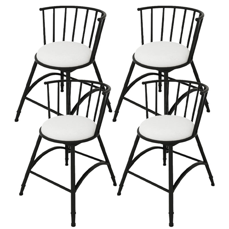 Upholstered Round Counter Bar Stool Backrest Bar Stool with Footrest and Iron Base Black 4 Piece Set Short Stool(18"H) Clearhalo 'Bar Furniture' 'Bar Stools' 'bar_stools' 'furn' 'furn_bar_stools' 'furniture_bar_stools' 'Kitchen & Dining Furniture' 'kitchen&dining_furn' 'kitchen' 'kitchen_furn' Furniture' 4586982
