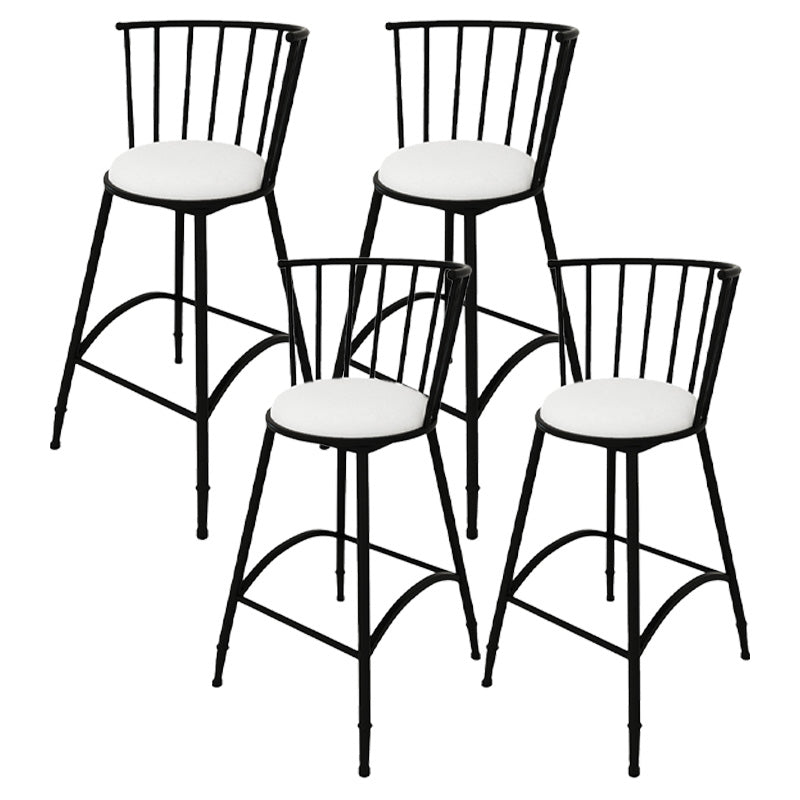 Upholstered Round Counter Bar Stool Backrest Bar Stool with Footrest and Iron Base Black 4 Piece Set Counter Stool(26"H) Clearhalo 'Bar Furniture' 'Bar Stools' 'bar_stools' 'furn' 'furn_bar_stools' 'furniture_bar_stools' 'Kitchen & Dining Furniture' 'kitchen&dining_furn' 'kitchen' 'kitchen_furn' Furniture' 4586983