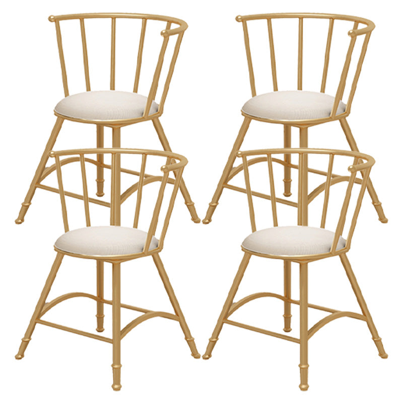 Upholstered Round Counter Bar Stool Backrest Bar Stool with Footrest and Iron Base Gold 4 Piece Set Short Stool(18"H) Clearhalo 'Bar Furniture' 'Bar Stools' 'bar_stools' 'furn' 'furn_bar_stools' 'furniture_bar_stools' 'Kitchen & Dining Furniture' 'kitchen&dining_furn' 'kitchen' 'kitchen_furn' Furniture' 4586985