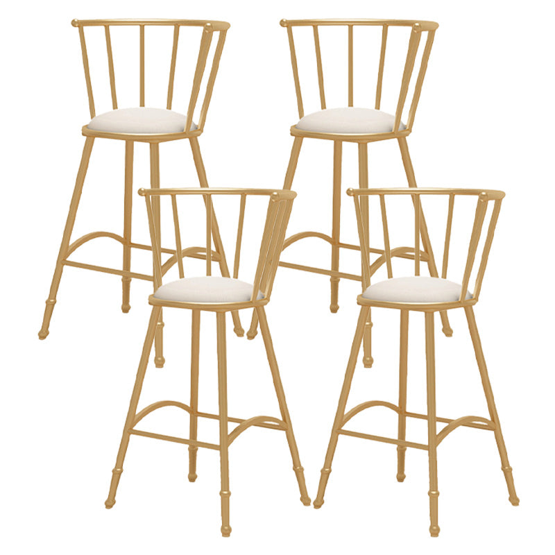 Upholstered Round Counter Bar Stool Backrest Bar Stool with Footrest and Iron Base Gold 4 Piece Set Clearhalo 'Bar Furniture' 'Bar Stools' 'bar_stools' 'furn' 'furn_bar_stools' 'furniture_bar_stools' 'Kitchen & Dining Furniture' 'kitchen&dining_furn' 'kitchen' 'kitchen_furn' Furniture' 4586986