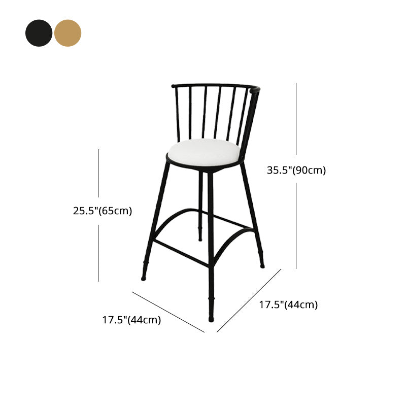 Upholstered Round Counter Bar Stool Backrest Bar Stool with Footrest and Iron Base Clearhalo 'Bar Furniture' 'Bar Stools' 'bar_stools' 'furn' 'furn_bar_stools' 'furniture_bar_stools' 'Kitchen & Dining Furniture' 'kitchen&dining_furn' 'kitchen' 'kitchen_furn' Furniture' 4586988