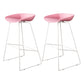 Contemporary Counter Bar Stool Bucket Bar Stool with Footrest Iron Base Pink 2 Piece Set Clearhalo 'Bar Furniture' 'Bar Stools' 'bar_stools' 'furn' 'furn_bar_stools' 'furniture_bar_stools' 'Kitchen & Dining Furniture' 'kitchen&dining_furn' 'kitchen' 'kitchen_furn' Furniture' 4586991