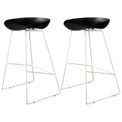 Contemporary Counter Bar Stool Bucket Bar Stool with Footrest Iron Base Black 2 Piece Set Clearhalo 'Bar Furniture' 'Bar Stools' 'bar_stools' 'furn' 'furn_bar_stools' 'furniture_bar_stools' 'Kitchen & Dining Furniture' 'kitchen&dining_furn' 'kitchen' 'kitchen_furn' Furniture' 4586992
