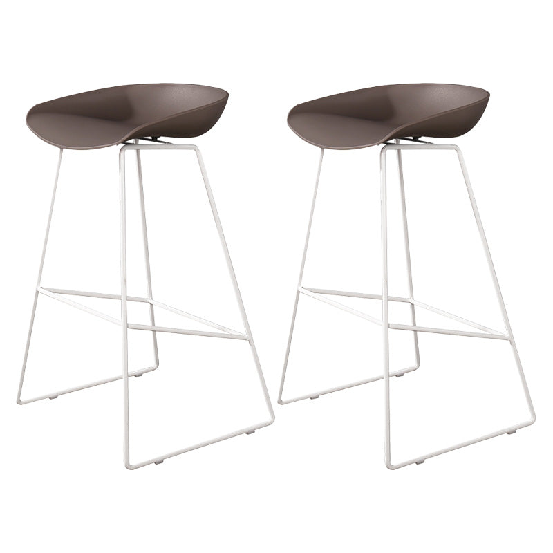 Contemporary Counter Bar Stool Bucket Bar Stool with Footrest Iron Base Brown 2 Piece Set Bar Stool(30"H) Clearhalo 'Bar Furniture' 'Bar Stools' 'bar_stools' 'furn' 'furn_bar_stools' 'furniture_bar_stools' 'Kitchen & Dining Furniture' 'kitchen&dining_furn' 'kitchen' 'kitchen_furn' Furniture' 4586995