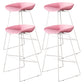 Contemporary Counter Bar Stool Bucket Bar Stool with Footrest Iron Base Pink 4 Piece Set Clearhalo 'Bar Furniture' 'Bar Stools' 'bar_stools' 'furn' 'furn_bar_stools' 'furniture_bar_stools' 'Kitchen & Dining Furniture' 'kitchen&dining_furn' 'kitchen' 'kitchen_furn' Furniture' 4587005