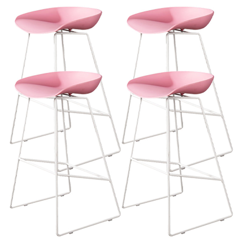 Contemporary Counter Bar Stool Bucket Bar Stool with Footrest Iron Base Pink 4 Piece Set Clearhalo 'Bar Furniture' 'Bar Stools' 'bar_stools' 'furn' 'furn_bar_stools' 'furniture_bar_stools' 'Kitchen & Dining Furniture' 'kitchen&dining_furn' 'kitchen' 'kitchen_furn' Furniture' 4587005