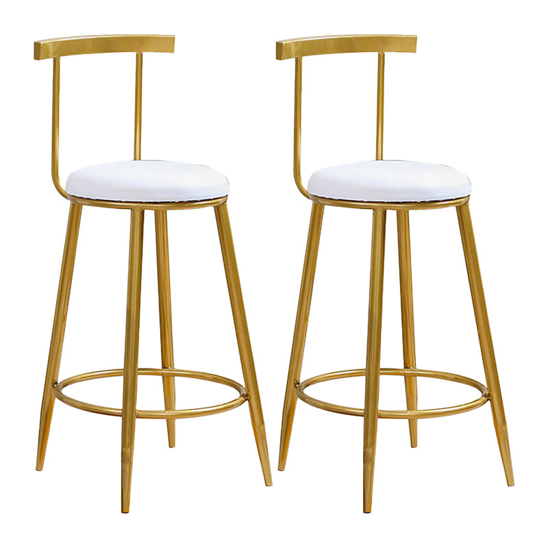 Glam Round Counter Bar Stool White Leather Bar Stool with Footrest in Gold 2 Piece Set Counter Stool(26"H) Clearhalo 'Bar Furniture' 'Bar Stools' 'bar_stools' 'furn' 'furn_bar_stools' 'furniture_bar_stools' 'Kitchen & Dining Furniture' 'kitchen&dining_furn' 'kitchen' 'kitchen_furn' Furniture' 4587025