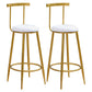 Glam Round Counter Bar Stool White Leather Bar Stool with Footrest in Gold 2 Piece Set Bar Stool(30"H) Clearhalo 'Bar Furniture' 'Bar Stools' 'bar_stools' 'furn' 'furn_bar_stools' 'furniture_bar_stools' 'Kitchen & Dining Furniture' 'kitchen&dining_furn' 'kitchen' 'kitchen_furn' Furniture' 4587028