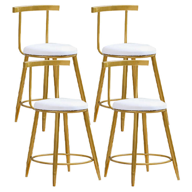 Glam Round Counter Bar Stool White Leather Bar Stool with Footrest in Gold 4 Piece Set Short Stool(18"H) Clearhalo 'Bar Furniture' 'Bar Stools' 'bar_stools' 'furn' 'furn_bar_stools' 'furniture_bar_stools' 'Kitchen & Dining Furniture' 'kitchen&dining_furn' 'kitchen' 'kitchen_furn' Furniture' 4587029