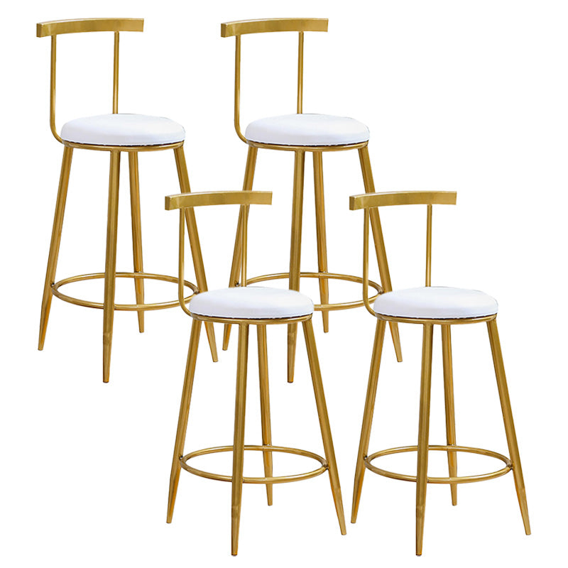 Glam Round Counter Bar Stool White Leather Bar Stool with Footrest in Gold 4 Piece Set Counter Stool(26"H) Clearhalo 'Bar Furniture' 'Bar Stools' 'bar_stools' 'furn' 'furn_bar_stools' 'furniture_bar_stools' 'Kitchen & Dining Furniture' 'kitchen&dining_furn' 'kitchen' 'kitchen_furn' Furniture' 4587031