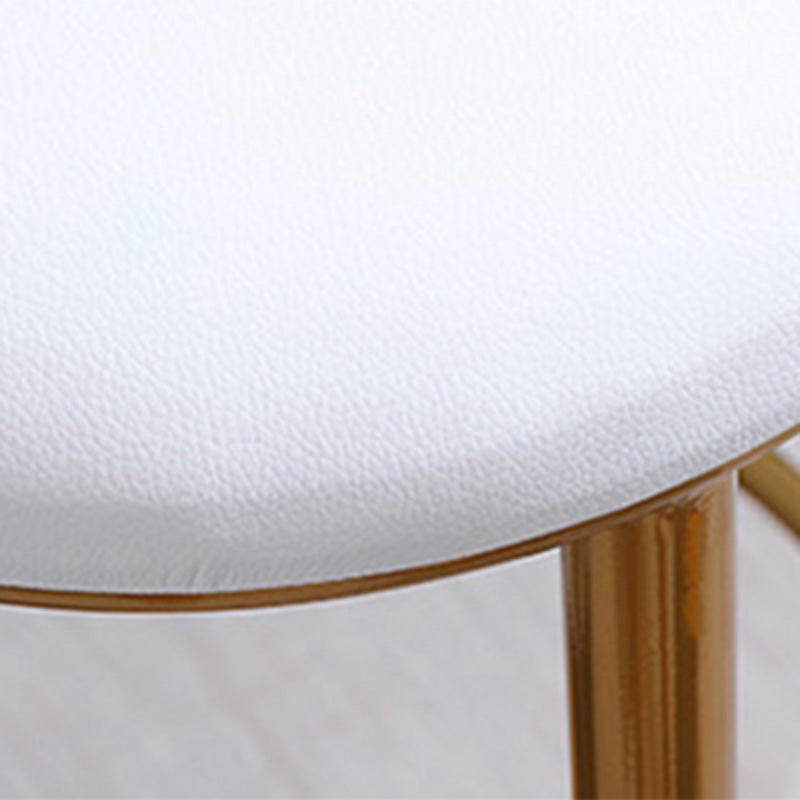 Glam Round Counter Bar Stool White Leather Bar Stool with Footrest in Gold Clearhalo 'Bar Furniture' 'Bar Stools' 'bar_stools' 'furn' 'furn_bar_stools' 'furniture_bar_stools' 'Kitchen & Dining Furniture' 'kitchen&dining_furn' 'kitchen' 'kitchen_furn' Furniture' 4587032