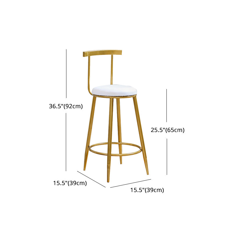 Glam Round Counter Bar Stool White Leather Bar Stool with Footrest in Gold Clearhalo 'Bar Furniture' 'Bar Stools' 'bar_stools' 'furn' 'furn_bar_stools' 'furniture_bar_stools' 'Kitchen & Dining Furniture' 'kitchen&dining_furn' 'kitchen' 'kitchen_furn' Furniture' 4587036