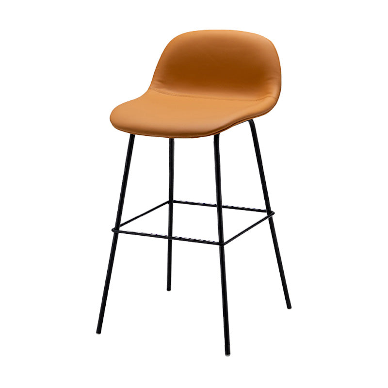 Contemporary Counter Bar Stool Leather Backrest Bar Stool with Footrest Brown 1 Piece Counter Stool(26"H) Clearhalo 'Bar Furniture' 'Bar Stools' 'bar_stools' 'furn' 'furn_bar_stools' 'furniture_bar_stools' 'Kitchen & Dining Furniture' 'kitchen&dining_furn' 'kitchen' 'kitchen_furn' Furniture' 4587043
