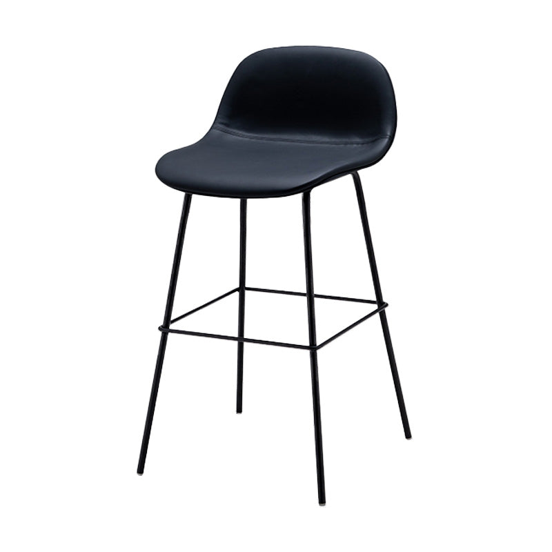 Contemporary Counter Bar Stool Leather Backrest Bar Stool with Footrest Black 1 Piece Counter Stool(26"H) Clearhalo 'Bar Furniture' 'Bar Stools' 'bar_stools' 'furn' 'furn_bar_stools' 'furniture_bar_stools' 'Kitchen & Dining Furniture' 'kitchen&dining_furn' 'kitchen' 'kitchen_furn' Furniture' 4587044