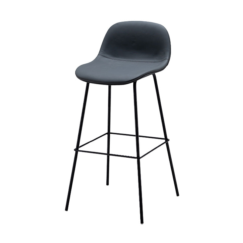 Contemporary Counter Bar Stool Leather Backrest Bar Stool with Footrest Dark Gray 1 Piece Bar Stool(30"H) Clearhalo 'Bar Furniture' 'Bar Stools' 'bar_stools' 'furn' 'furn_bar_stools' 'furniture_bar_stools' 'Kitchen & Dining Furniture' 'kitchen&dining_furn' 'kitchen' 'kitchen_furn' Furniture' 4587046