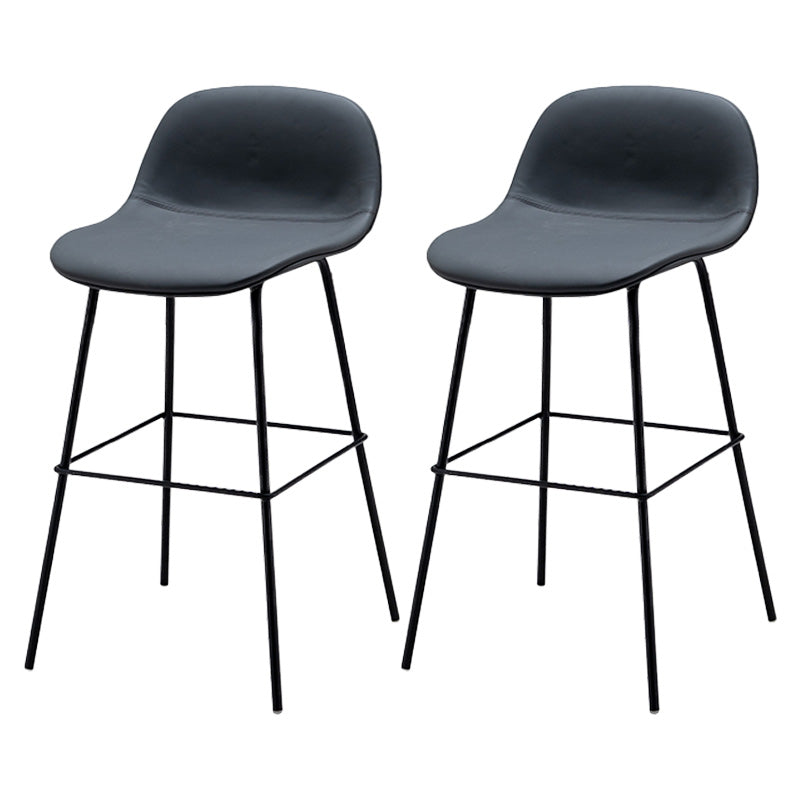 Contemporary Counter Bar Stool Leather Backrest Bar Stool with Footrest Dark Gray 2 Piece Set Counter Stool(26"H) Clearhalo 'Bar Furniture' 'Bar Stools' 'bar_stools' 'furn' 'furn_bar_stools' 'furniture_bar_stools' 'Kitchen & Dining Furniture' 'kitchen&dining_furn' 'kitchen' 'kitchen_furn' Furniture' 4587054