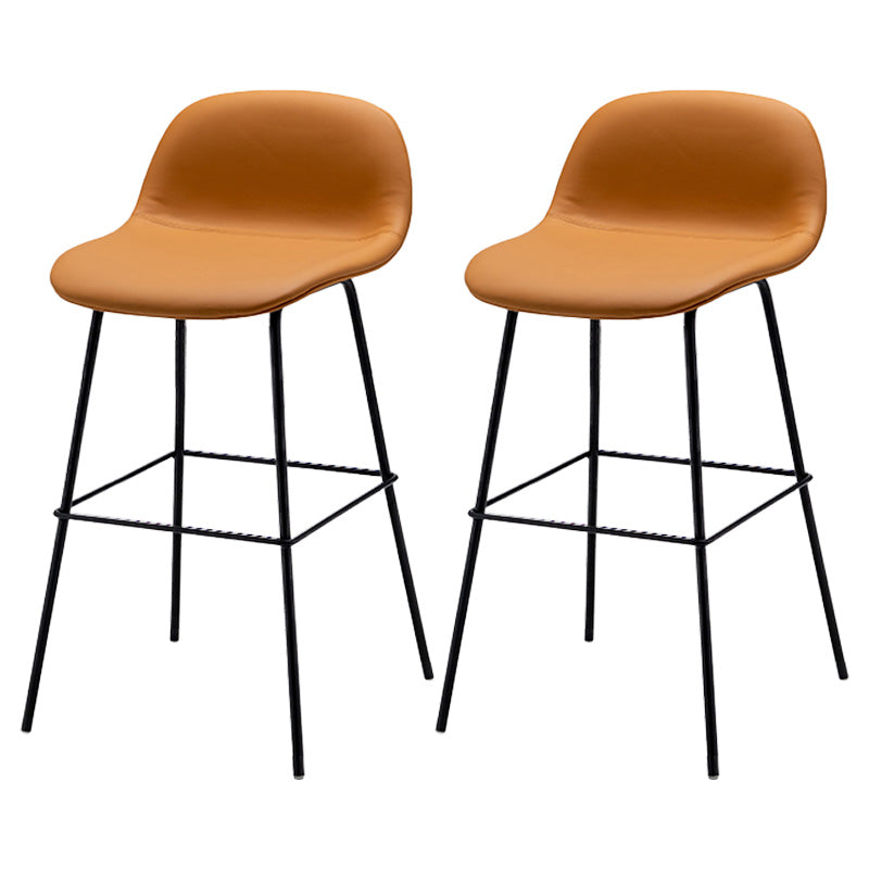 Contemporary Counter Bar Stool Leather Backrest Bar Stool with Footrest Brown 2 Piece Set Counter Stool(26"H) Clearhalo 'Bar Furniture' 'Bar Stools' 'bar_stools' 'furn' 'furn_bar_stools' 'furniture_bar_stools' 'Kitchen & Dining Furniture' 'kitchen&dining_furn' 'kitchen' 'kitchen_furn' Furniture' 4587059