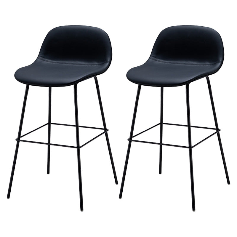 Contemporary Counter Bar Stool Leather Backrest Bar Stool with Footrest Black 2 Piece Set Counter Stool(26"H) Clearhalo 'Bar Furniture' 'Bar Stools' 'bar_stools' 'furn' 'furn_bar_stools' 'furniture_bar_stools' 'Kitchen & Dining Furniture' 'kitchen&dining_furn' 'kitchen' 'kitchen_furn' Furniture' 4587060