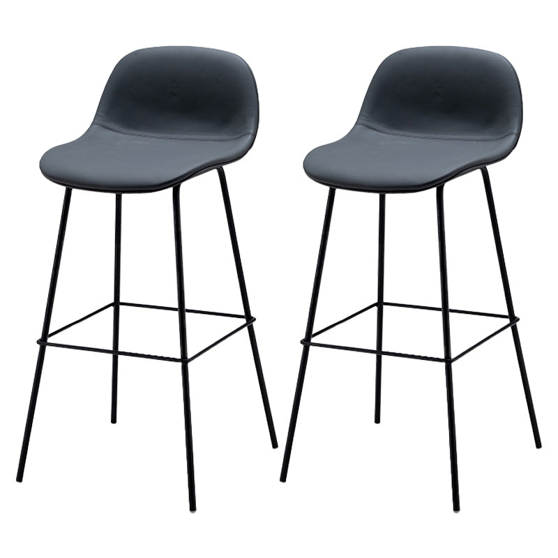 Contemporary Counter Bar Stool Leather Backrest Bar Stool with Footrest Dark Gray 2 Piece Set Bar Stool(30"H) Clearhalo 'Bar Furniture' 'Bar Stools' 'bar_stools' 'furn' 'furn_bar_stools' 'furniture_bar_stools' 'Kitchen & Dining Furniture' 'kitchen&dining_furn' 'kitchen' 'kitchen_furn' Furniture' 4587061
