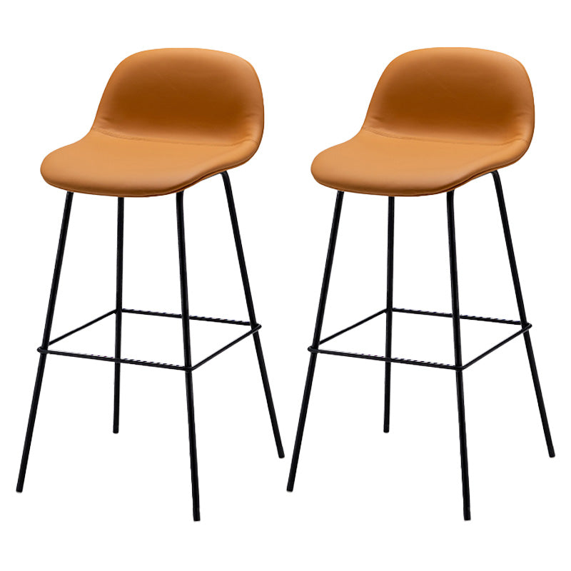 Contemporary Counter Bar Stool Leather Backrest Bar Stool with Footrest Brown 2 Piece Set Bar Stool(30"H) Clearhalo 'Bar Furniture' 'Bar Stools' 'bar_stools' 'furn' 'furn_bar_stools' 'furniture_bar_stools' 'Kitchen & Dining Furniture' 'kitchen&dining_furn' 'kitchen' 'kitchen_furn' Furniture' 4587063