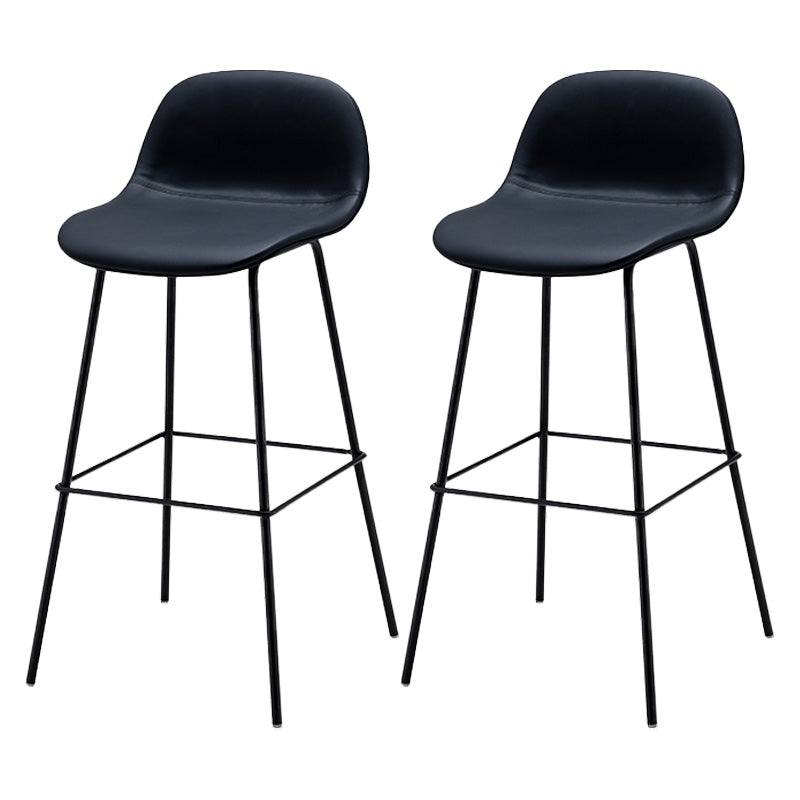 Contemporary Counter Bar Stool Leather Backrest Bar Stool with Footrest Black 2 Piece Set Bar Stool(30"H) Clearhalo 'Bar Furniture' 'Bar Stools' 'bar_stools' 'furn' 'furn_bar_stools' 'furniture_bar_stools' 'Kitchen & Dining Furniture' 'kitchen&dining_furn' 'kitchen' 'kitchen_furn' Furniture' 4587064