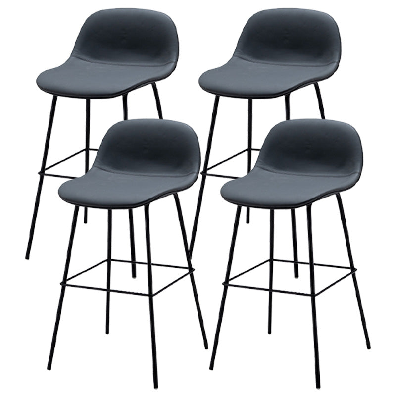 Contemporary Counter Bar Stool Leather Backrest Bar Stool with Footrest Dark Gray 4 Piece Set Counter Stool(26"H) Clearhalo 'Bar Furniture' 'Bar Stools' 'bar_stools' 'furn' 'furn_bar_stools' 'furniture_bar_stools' 'Kitchen & Dining Furniture' 'kitchen&dining_furn' 'kitchen' 'kitchen_furn' Furniture' 4587065