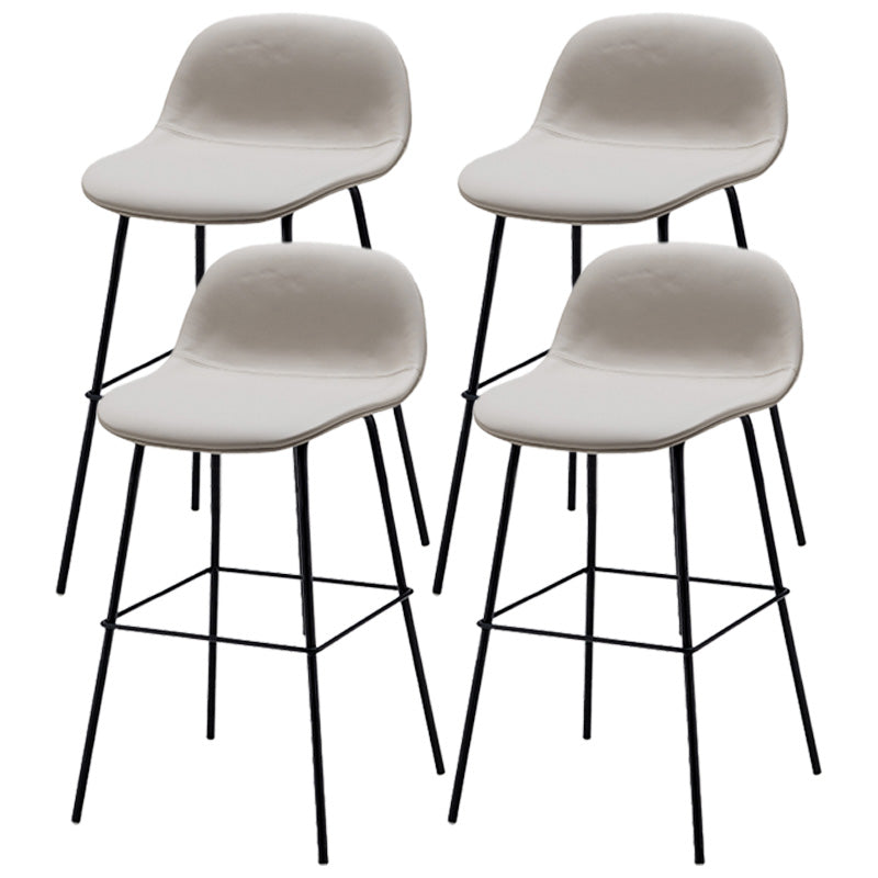 Contemporary Counter Bar Stool Leather Backrest Bar Stool with Footrest Gray 4 Piece Set Counter Stool(26"H) Clearhalo 'Bar Furniture' 'Bar Stools' 'bar_stools' 'furn' 'furn_bar_stools' 'furniture_bar_stools' 'Kitchen & Dining Furniture' 'kitchen&dining_furn' 'kitchen' 'kitchen_furn' Furniture' 4587066