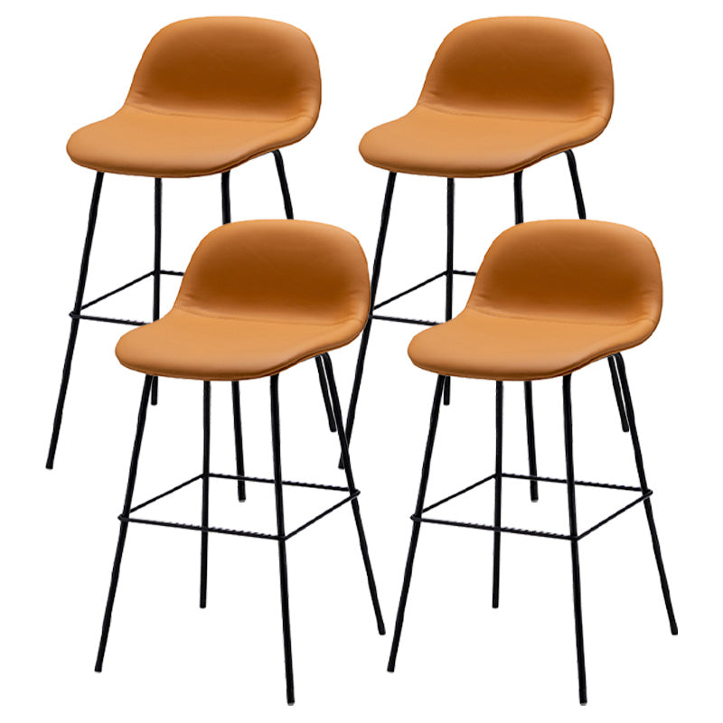 Contemporary Counter Bar Stool Leather Backrest Bar Stool with Footrest Brown 4 Piece Set Counter Stool(26"H) Clearhalo 'Bar Furniture' 'Bar Stools' 'bar_stools' 'furn' 'furn_bar_stools' 'furniture_bar_stools' 'Kitchen & Dining Furniture' 'kitchen&dining_furn' 'kitchen' 'kitchen_furn' Furniture' 4587067