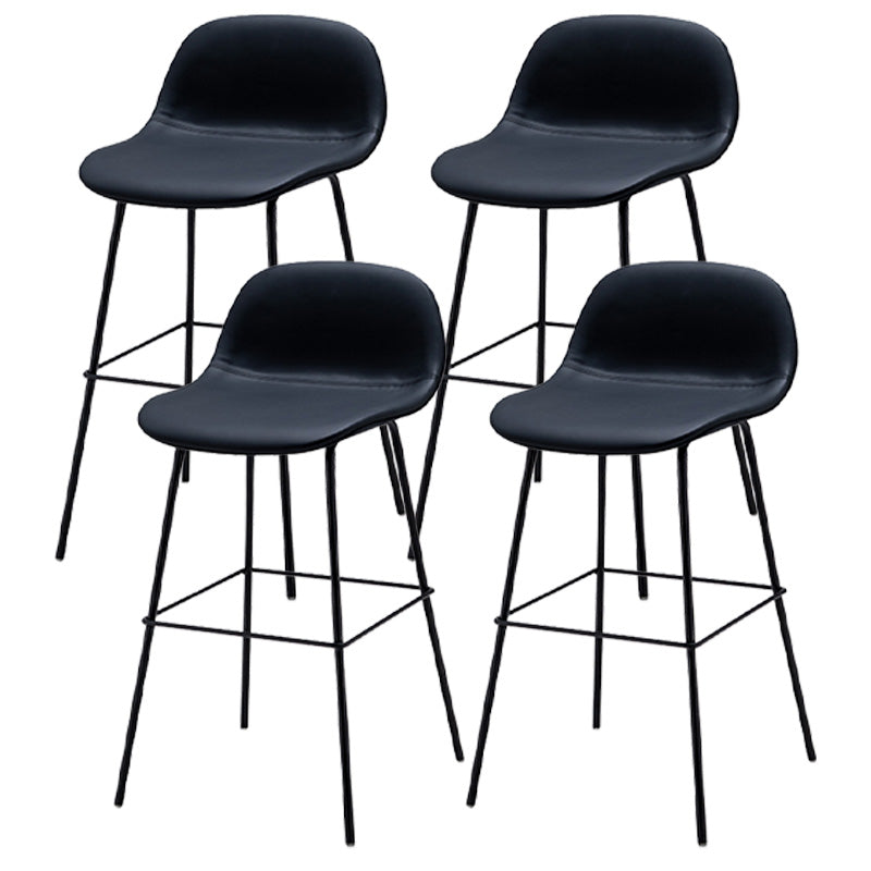 Contemporary Counter Bar Stool Leather Backrest Bar Stool with Footrest Black 4 Piece Set Counter Stool(26"H) Clearhalo 'Bar Furniture' 'Bar Stools' 'bar_stools' 'furn' 'furn_bar_stools' 'furniture_bar_stools' 'Kitchen & Dining Furniture' 'kitchen&dining_furn' 'kitchen' 'kitchen_furn' Furniture' 4587068