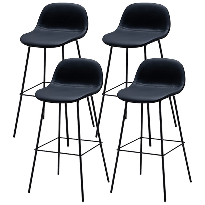 Contemporary Counter Bar Stool Leather Backrest Bar Stool with Footrest Black 4 Piece Set Bar Stool(30"H) Clearhalo 'Bar Furniture' 'Bar Stools' 'bar_stools' 'furn' 'furn_bar_stools' 'furniture_bar_stools' 'Kitchen & Dining Furniture' 'kitchen&dining_furn' 'kitchen' 'kitchen_furn' Furniture' 4587072
