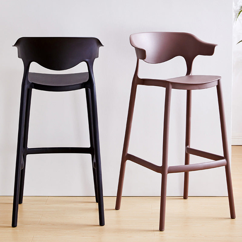 Modern Style Plastic Bar Stool with Footrest Low Back Bistro Stackable Bar Stool Clearhalo 'Bar Furniture' 'Bar Stools' 'bar_stools' 'furn' 'furn_bar_stools' 'furniture_bar_stools' 'Kitchen & Dining Furniture' 'kitchen&dining_furn' 'kitchen' 'kitchen_furn' Furniture' 4587080