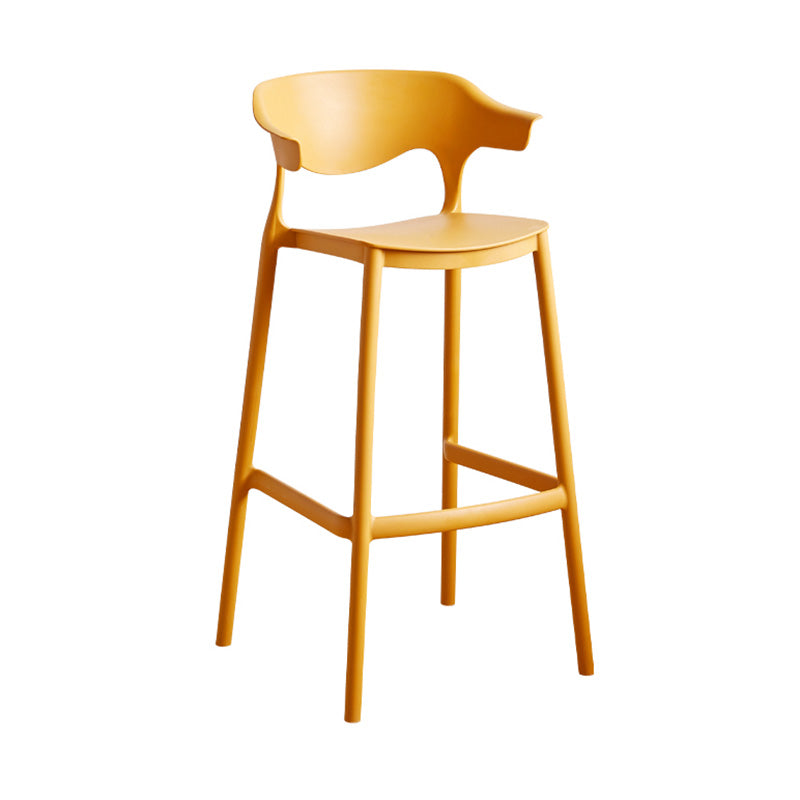 Modern Style Plastic Bar Stool with Footrest Low Back Bistro Stackable Bar Stool Yellow 1 Piece Bar Stool(30"H) Clearhalo 'Bar Furniture' 'Bar Stools' 'bar_stools' 'furn' 'furn_bar_stools' 'furniture_bar_stools' 'Kitchen & Dining Furniture' 'kitchen&dining_furn' 'kitchen' 'kitchen_furn' Furniture' 4587103