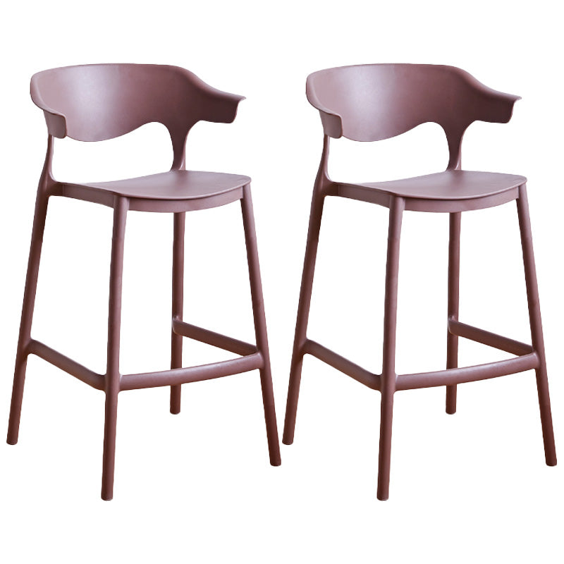 Modern Style Plastic Bar Stool with Footrest Low Back Bistro Stackable Bar Stool Coffee 2 Piece Set Counter Stool(26"H) Clearhalo 'Bar Furniture' 'Bar Stools' 'bar_stools' 'furn' 'furn_bar_stools' 'furniture_bar_stools' 'Kitchen & Dining Furniture' 'kitchen&dining_furn' 'kitchen' 'kitchen_furn' Furniture' 4587111