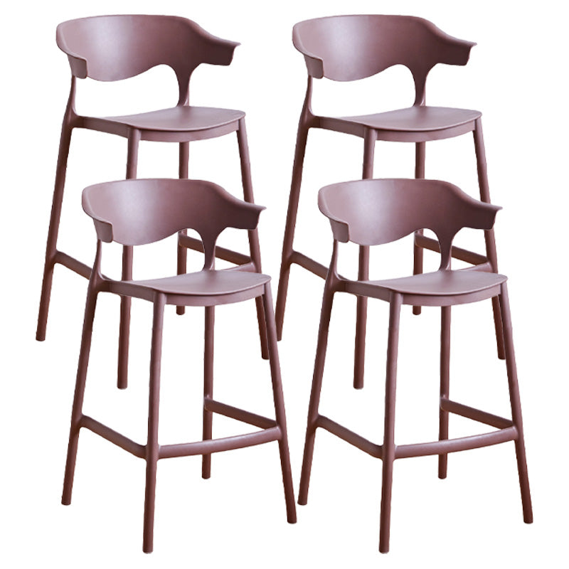 Modern Style Plastic Bar Stool with Footrest Low Back Bistro Stackable Bar Stool Coffee 4 Piece Set Counter Stool(26"H) Clearhalo 'Bar Furniture' 'Bar Stools' 'bar_stools' 'furn' 'furn_bar_stools' 'furniture_bar_stools' 'Kitchen & Dining Furniture' 'kitchen&dining_furn' 'kitchen' 'kitchen_furn' Furniture' 4587129