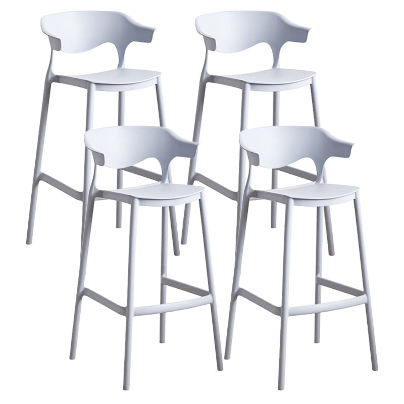 Modern Style Plastic Bar Stool with Footrest Low Back Bistro Stackable Bar Stool Grey 4 Piece Set Bar Stool(30"H) Clearhalo 'Bar Furniture' 'Bar Stools' 'bar_stools' 'furn' 'furn_bar_stools' 'furniture_bar_stools' 'Kitchen & Dining Furniture' 'kitchen&dining_furn' 'kitchen' 'kitchen_furn' Furniture' 4587133