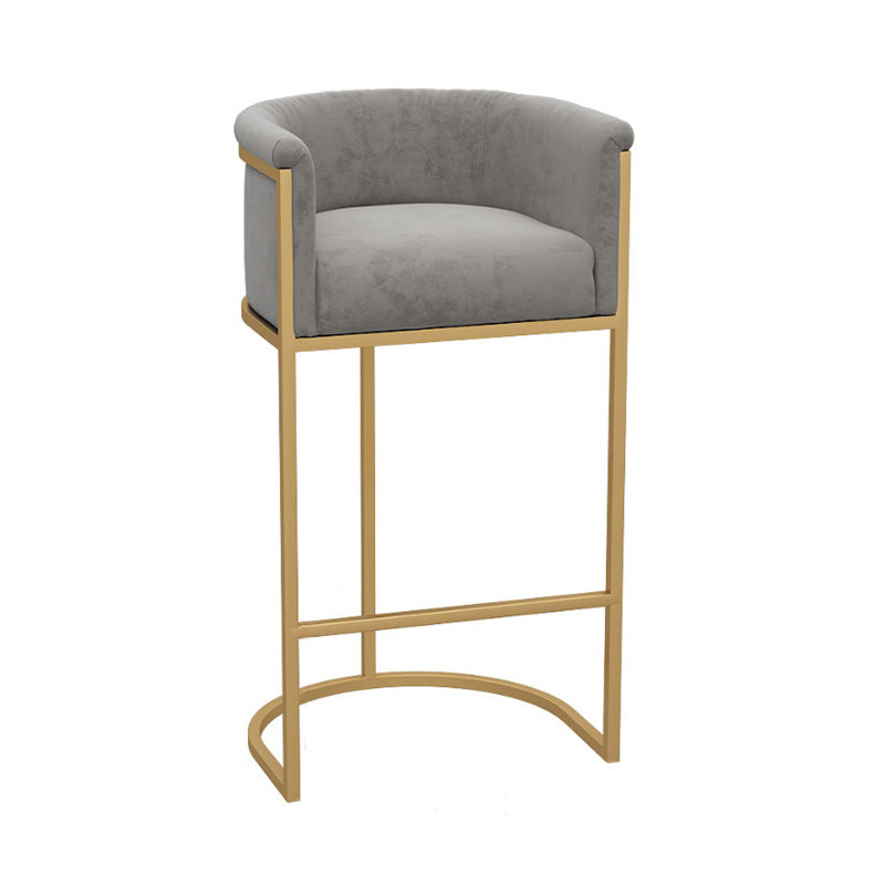 Glam Armrest Backrest Counter Stool Iron Milk Tea Shop Bar Stool with Cushion and Pedal Gray 1 Piece Clearhalo 'Bar Furniture' 'Bar Stools' 'bar_stools' 'furn' 'furn_bar_stools' 'furniture_bar_stools' 'Kitchen & Dining Furniture' 'kitchen&dining_furn' 'kitchen' 'kitchen_furn' Furniture' 4587144