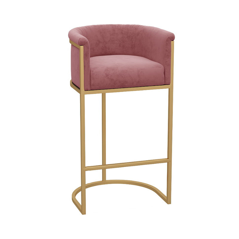 Glam Armrest Backrest Counter Stool Iron Milk Tea Shop Bar Stool with Cushion and Pedal Pink 1 Piece Clearhalo 'Bar Furniture' 'Bar Stools' 'bar_stools' 'furn' 'furn_bar_stools' 'furniture_bar_stools' 'Kitchen & Dining Furniture' 'kitchen&dining_furn' 'kitchen' 'kitchen_furn' Furniture' 4587146