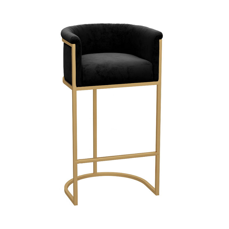 Glam Armrest Backrest Counter Stool Iron Milk Tea Shop Bar Stool with Cushion and Pedal Black 1 Piece Clearhalo 'Bar Furniture' 'Bar Stools' 'bar_stools' 'furn' 'furn_bar_stools' 'furniture_bar_stools' 'Kitchen & Dining Furniture' 'kitchen&dining_furn' 'kitchen' 'kitchen_furn' Furniture' 4587148