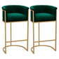 Glam Armrest Backrest Counter Stool Iron Milk Tea Shop Bar Stool with Cushion and Pedal Green 2 Piece Set Clearhalo 'Bar Furniture' 'Bar Stools' 'bar_stools' 'furn' 'furn_bar_stools' 'furniture_bar_stools' 'Kitchen & Dining Furniture' 'kitchen&dining_furn' 'kitchen' 'kitchen_furn' Furniture' 4587151