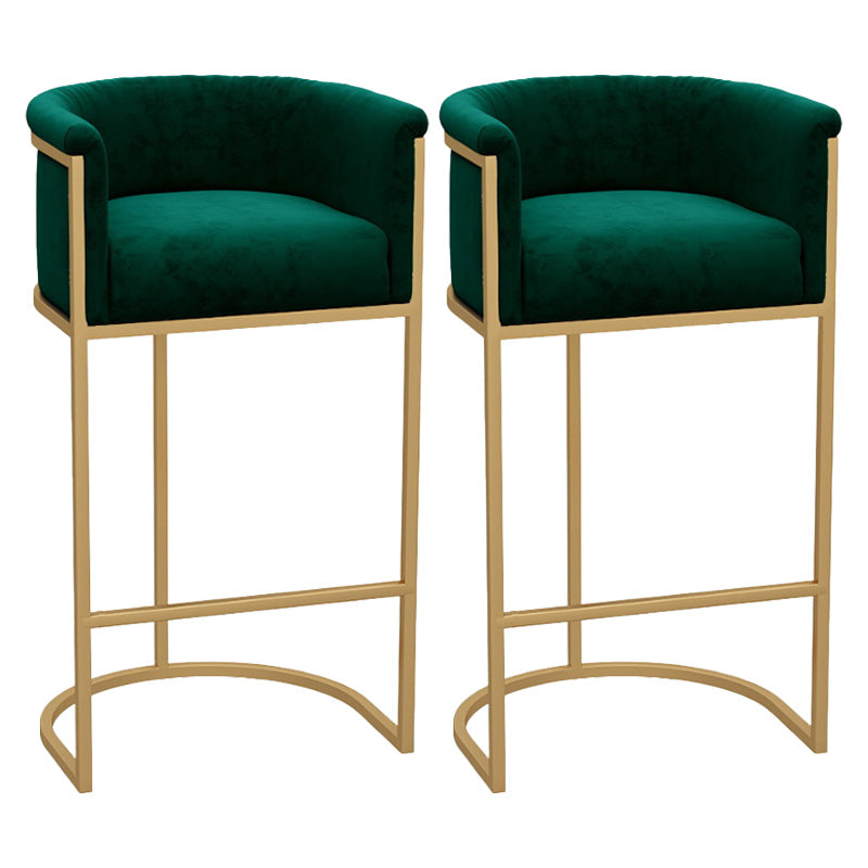 Glam Armrest Backrest Counter Stool Iron Milk Tea Shop Bar Stool with Cushion and Pedal Green 2 Piece Set Clearhalo 'Bar Furniture' 'Bar Stools' 'bar_stools' 'furn' 'furn_bar_stools' 'furniture_bar_stools' 'Kitchen & Dining Furniture' 'kitchen&dining_furn' 'kitchen' 'kitchen_furn' Furniture' 4587151