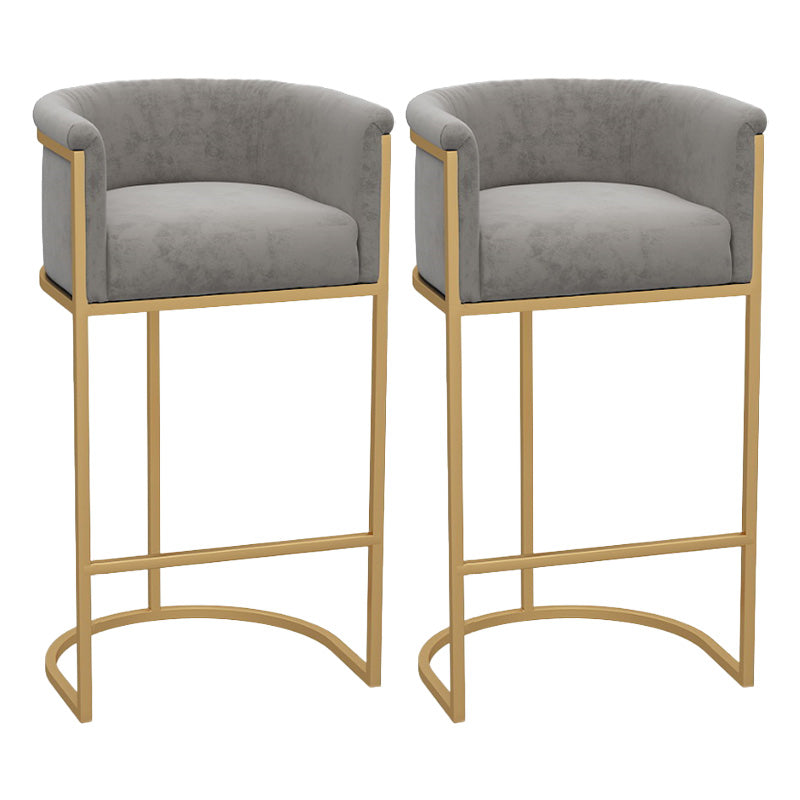 Glam Armrest Backrest Counter Stool Iron Milk Tea Shop Bar Stool with Cushion and Pedal Gray 2 Piece Set Clearhalo 'Bar Furniture' 'Bar Stools' 'bar_stools' 'furn' 'furn_bar_stools' 'furniture_bar_stools' 'Kitchen & Dining Furniture' 'kitchen&dining_furn' 'kitchen' 'kitchen_furn' Furniture' 4587152