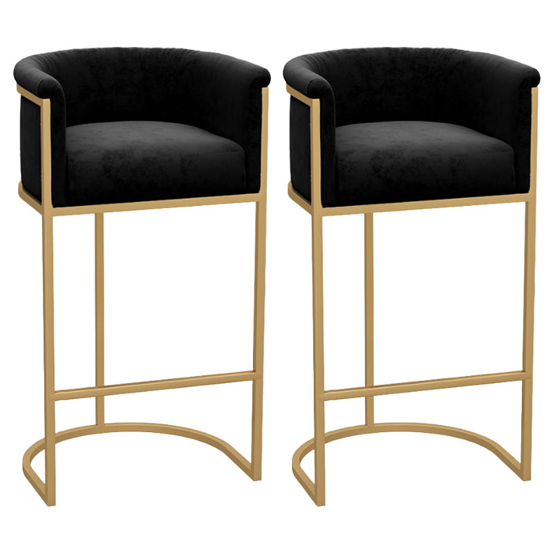 Glam Armrest Backrest Counter Stool Iron Milk Tea Shop Bar Stool with Cushion and Pedal Black 2 Piece Set Clearhalo 'Bar Furniture' 'Bar Stools' 'bar_stools' 'furn' 'furn_bar_stools' 'furniture_bar_stools' 'Kitchen & Dining Furniture' 'kitchen&dining_furn' 'kitchen' 'kitchen_furn' Furniture' 4587156