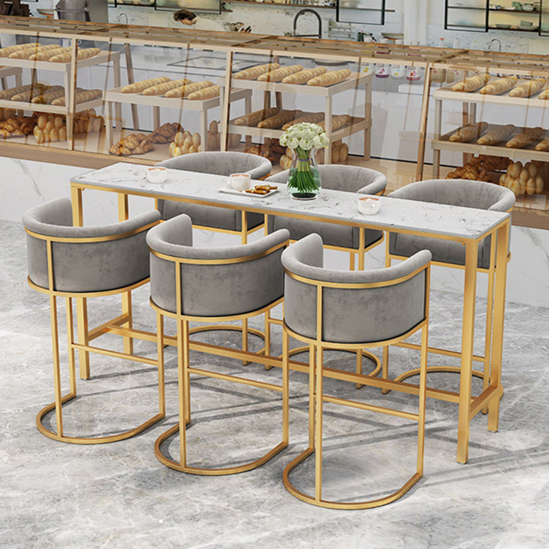 Glam Armrest Backrest Counter Stool Iron Milk Tea Shop Bar Stool with Cushion and Pedal Clearhalo 'Bar Furniture' 'Bar Stools' 'bar_stools' 'furn' 'furn_bar_stools' 'furniture_bar_stools' 'Kitchen & Dining Furniture' 'kitchen&dining_furn' 'kitchen' 'kitchen_furn' Furniture' 4587158