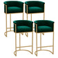 Glam Armrest Backrest Counter Stool Iron Milk Tea Shop Bar Stool with Cushion and Pedal Green 4 Piece Set Clearhalo 'Bar Furniture' 'Bar Stools' 'bar_stools' 'furn' 'furn_bar_stools' 'furniture_bar_stools' 'Kitchen & Dining Furniture' 'kitchen&dining_furn' 'kitchen' 'kitchen_furn' Furniture' 4587159