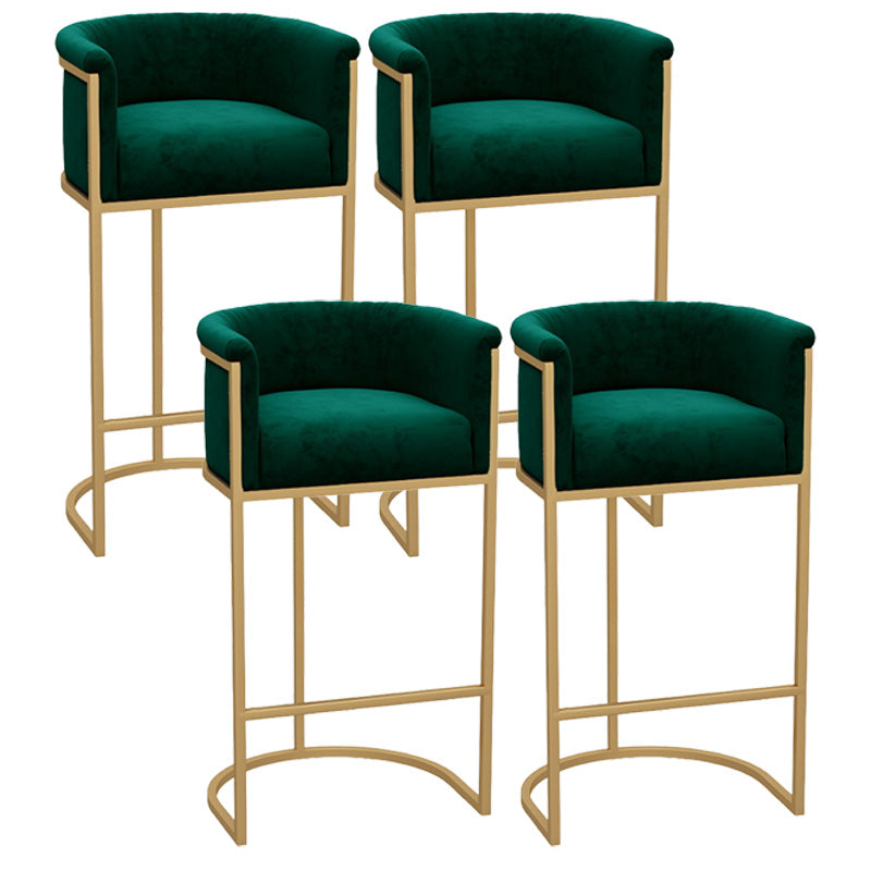 Glam Armrest Backrest Counter Stool Iron Milk Tea Shop Bar Stool with Cushion and Pedal Green 4 Piece Set Clearhalo 'Bar Furniture' 'Bar Stools' 'bar_stools' 'furn' 'furn_bar_stools' 'furniture_bar_stools' 'Kitchen & Dining Furniture' 'kitchen&dining_furn' 'kitchen' 'kitchen_furn' Furniture' 4587159