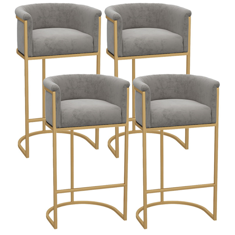 Glam Armrest Backrest Counter Stool Iron Milk Tea Shop Bar Stool with Cushion and Pedal Gray 4 Piece Set Clearhalo 'Bar Furniture' 'Bar Stools' 'bar_stools' 'furn' 'furn_bar_stools' 'furniture_bar_stools' 'Kitchen & Dining Furniture' 'kitchen&dining_furn' 'kitchen' 'kitchen_furn' Furniture' 4587160
