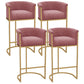 Glam Armrest Backrest Counter Stool Iron Milk Tea Shop Bar Stool with Cushion and Pedal Pink 4 Piece Set Clearhalo 'Bar Furniture' 'Bar Stools' 'bar_stools' 'furn' 'furn_bar_stools' 'furniture_bar_stools' 'Kitchen & Dining Furniture' 'kitchen&dining_furn' 'kitchen' 'kitchen_furn' Furniture' 4587161